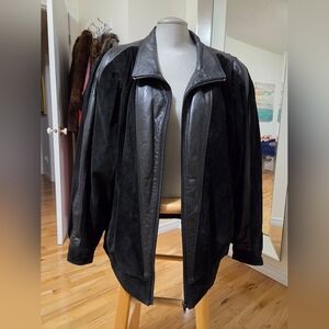 Sold Vintage Black Distressed Leather And Suede Jacket Xlarge